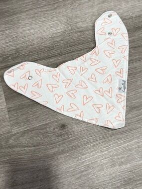 Baby Bandana Bib with Peach Heart Print